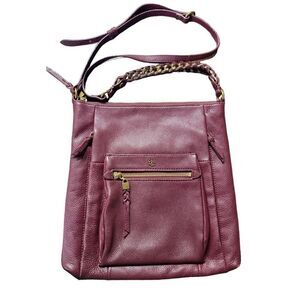 ELLIOT LUCCA Gwen Flat Crossbody Cabernet Hand Bag Leather Pocket Book